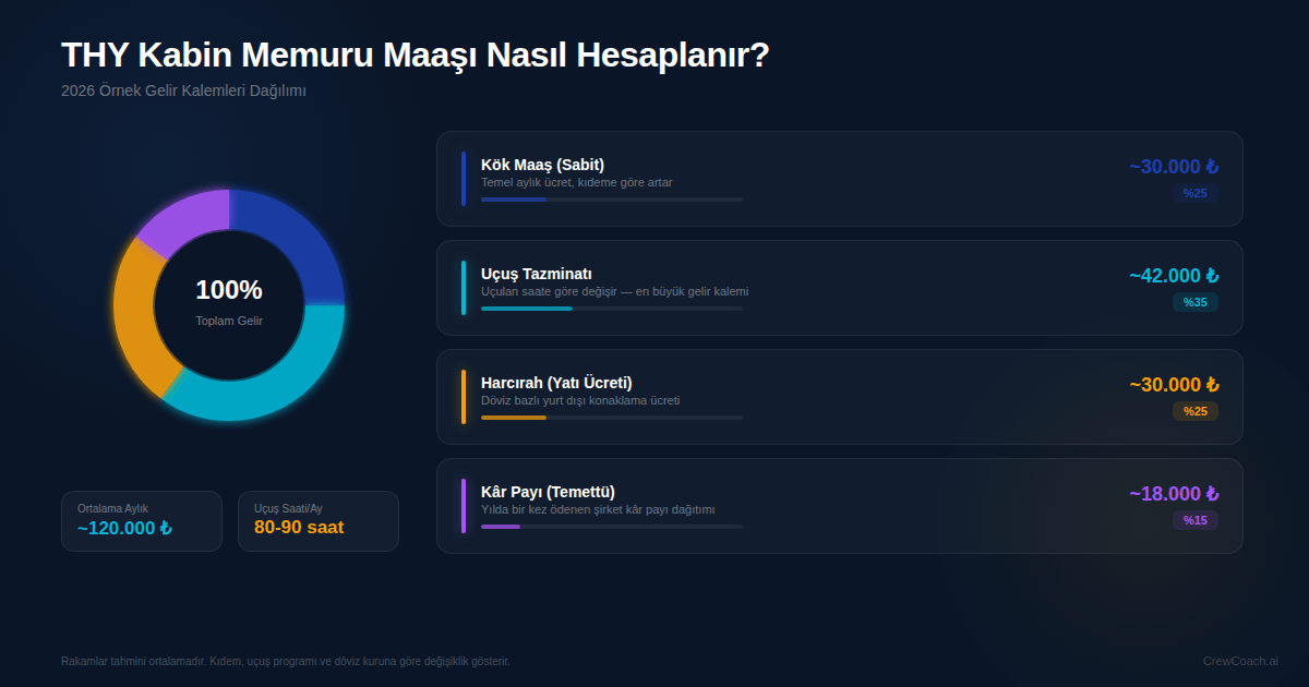 2026 THY Kabin Memuru Maaş Bordrosu ve Gelir Kalemleri Dağılımı